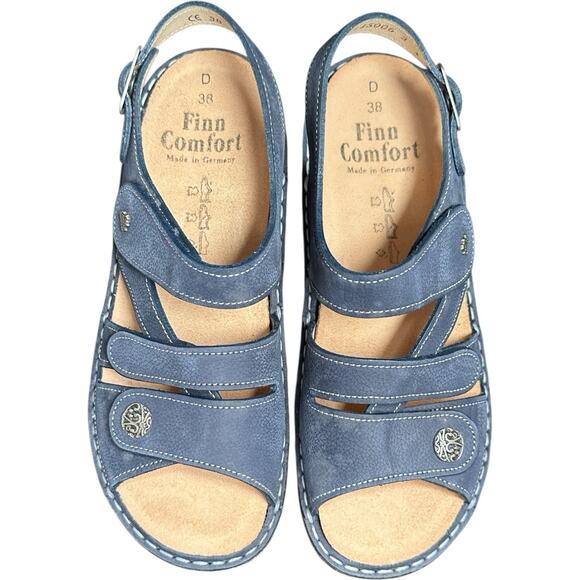 Blue Nubuc Leather FINN COMFORT Gomera Slingback Sandals EU 38 US 7.5 - Picture 4 of 7